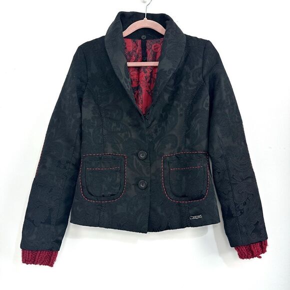Desigual Black Brocade Blazer - Picture 1 of 15